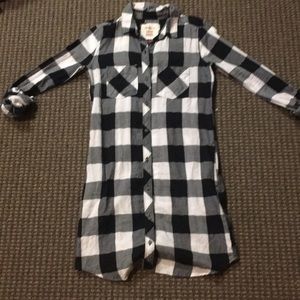 Flannel Black & White checkered t-shirt dress